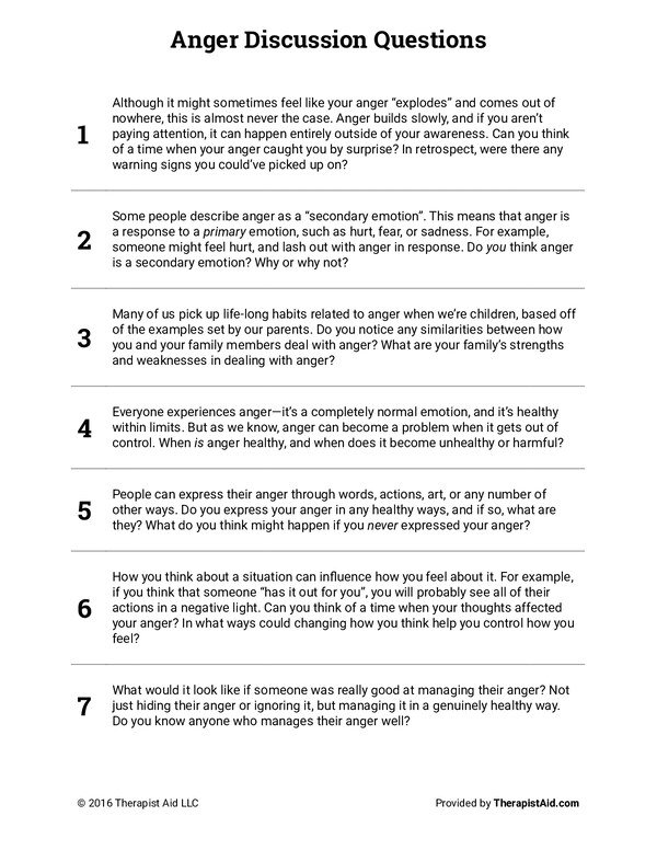 Anger Discussion Questions PDF cover