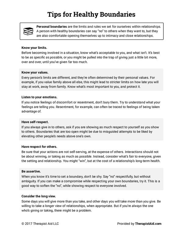Healthy Boundaries Tips PDF cover