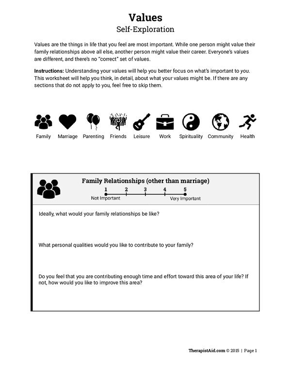 Values Self-Exploration PDF cover